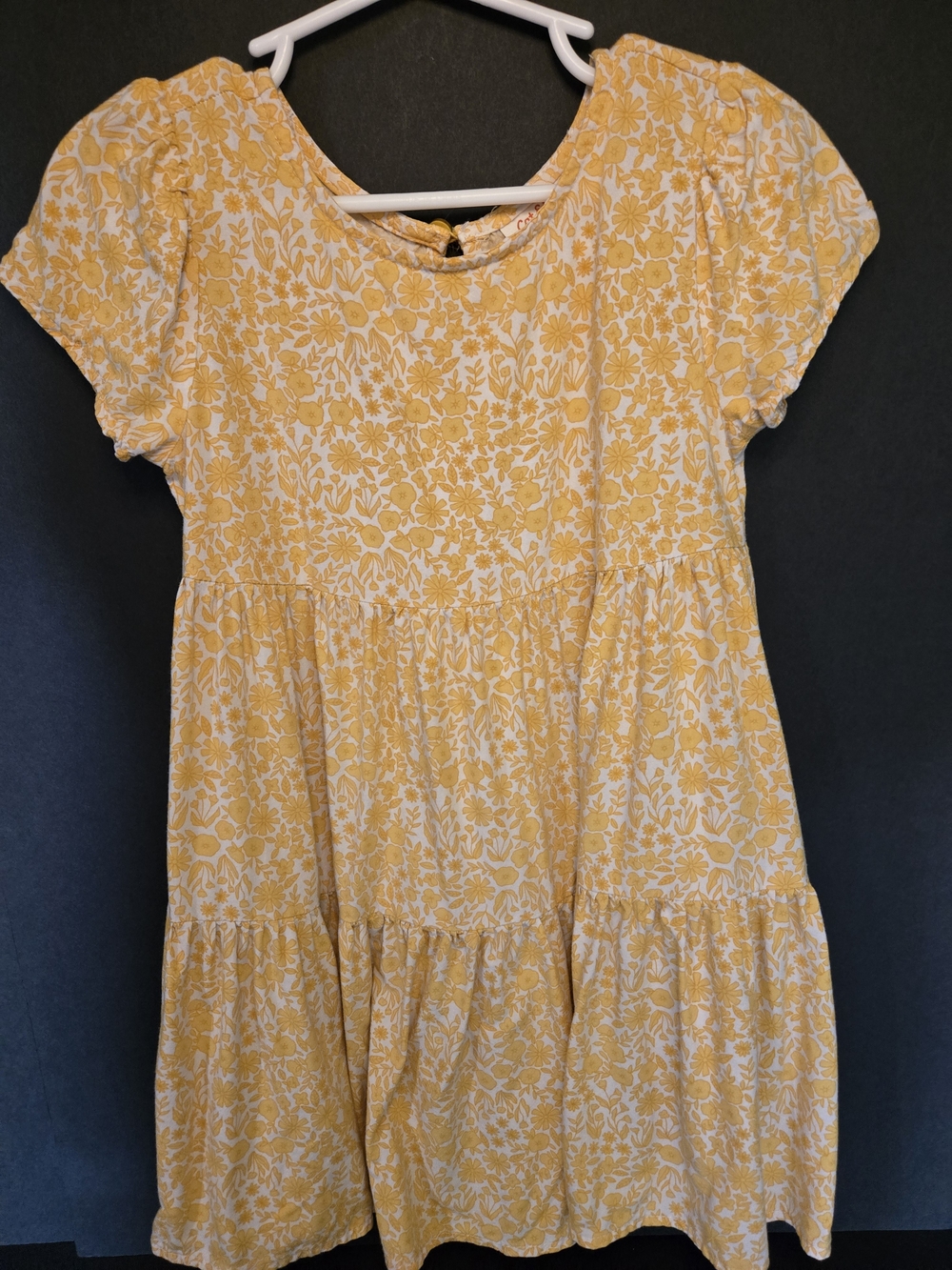 Cat & Jack Yellow and White Floral Tiered Casual Dress